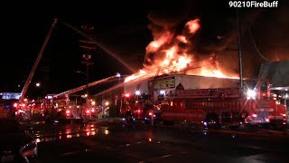 LAFD Battles Major Emergency Commercial Fire in North Hollywood