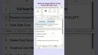 Convert Full Form Text to Short Form Acronym in Excel