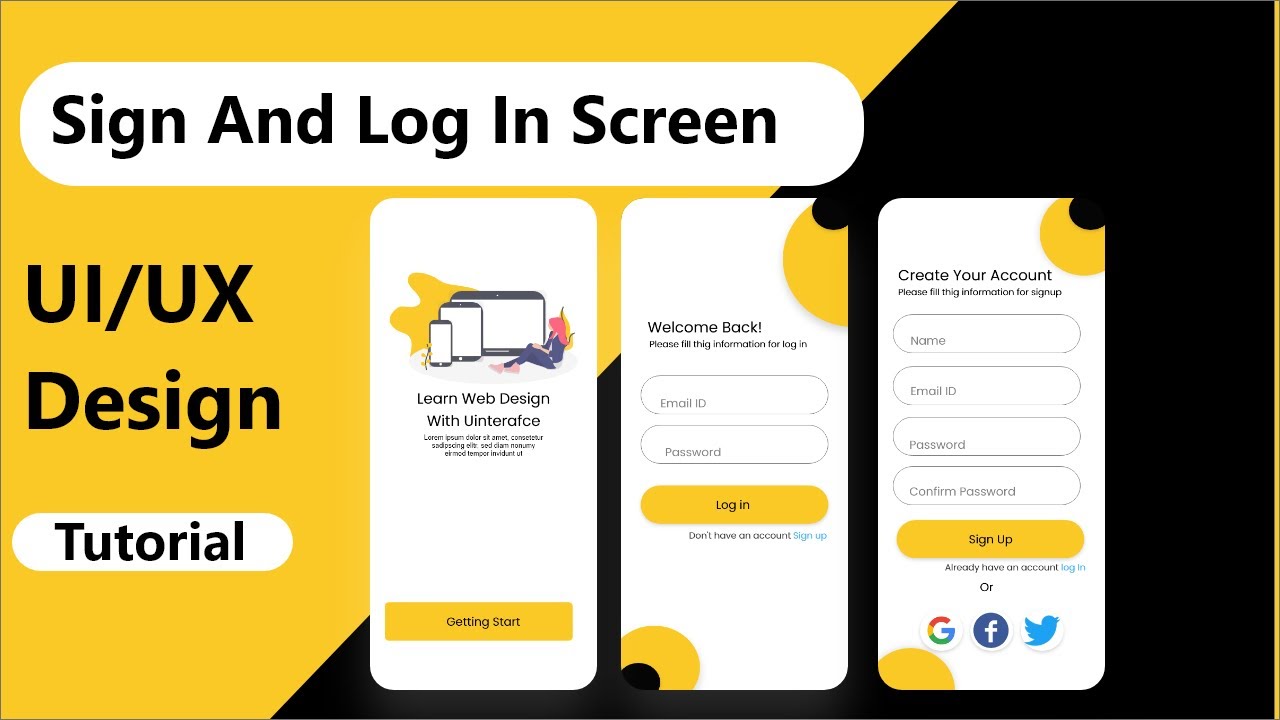 Log In , Sign Up Page Design UI /UX | UI UX Design Tutorial . - YouTube