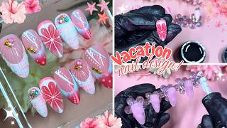 VACATION AURA ANIMAL FRUIT NAIL ART DESIGN| IBIZA NAILS| SEA SHELL PRESS ON NAILS TUTORIAL