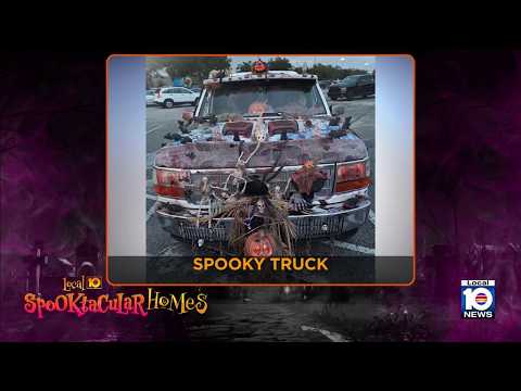 Local 10 spotlights spooky South Florida homes and Halloween-decorated truck