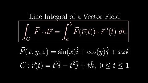 Line Integral of a Vector Field :: F(x,y,z) =  sin(x) i + cos(y) j + xz k