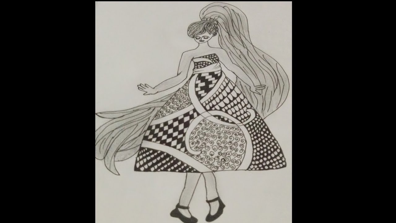How to draw zentangle dress of kid Zentangle dress How to draw