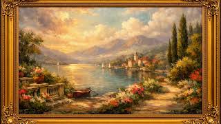 Golden Sunset Lake | Elegant Gold Frame Art for Your TV (4K Cozy Wall Art) screenshot 2