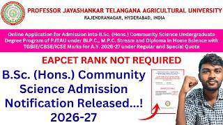 bsc hons community science notification 2026 Pjtsau 🚀 pjtsau counselling 2026 latest update