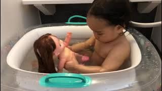 My little one Naomi and babydoll bath time.