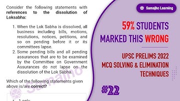 #22 | Dissolution of Lok Sabha | Prelims 2022 Solving & Elimination Techniques by Rohit Dagar