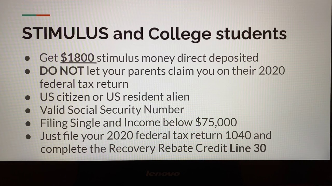 College Students Get Your Stimulus Money recovery Rebate Credit 