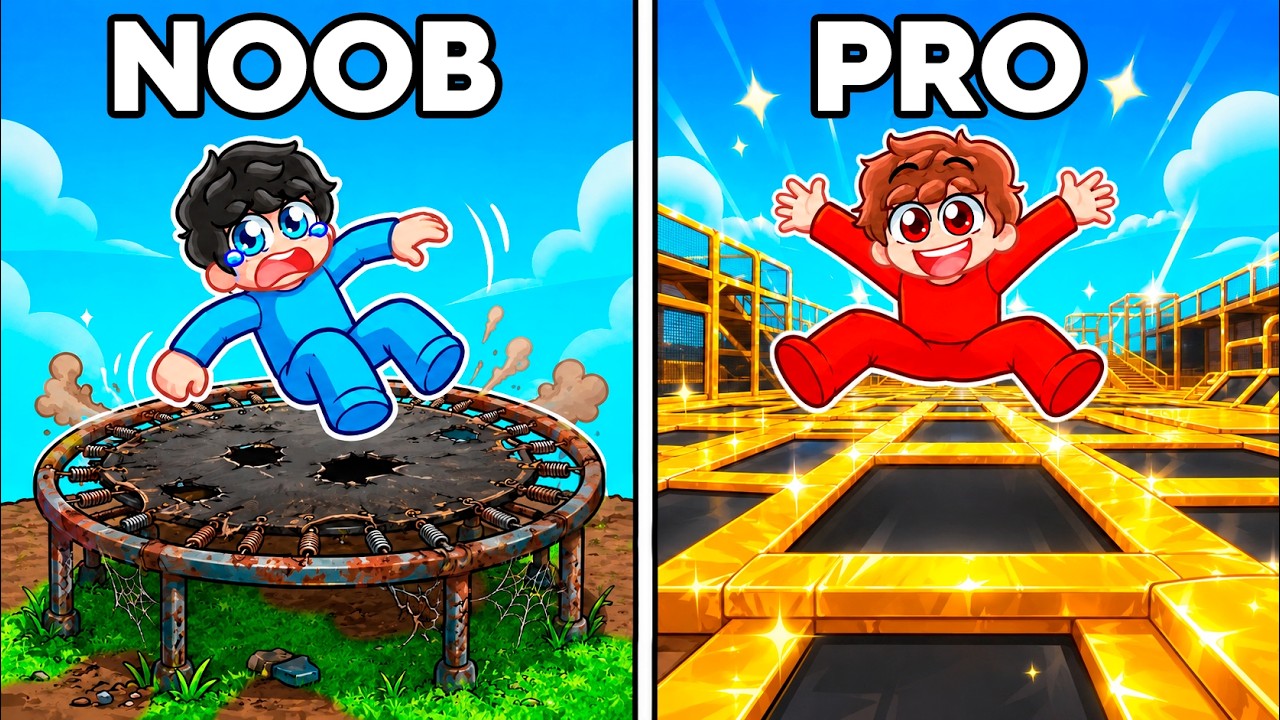 PARQUE de TRAMPOLINES de $1 vs $1,000,000 en Roblox