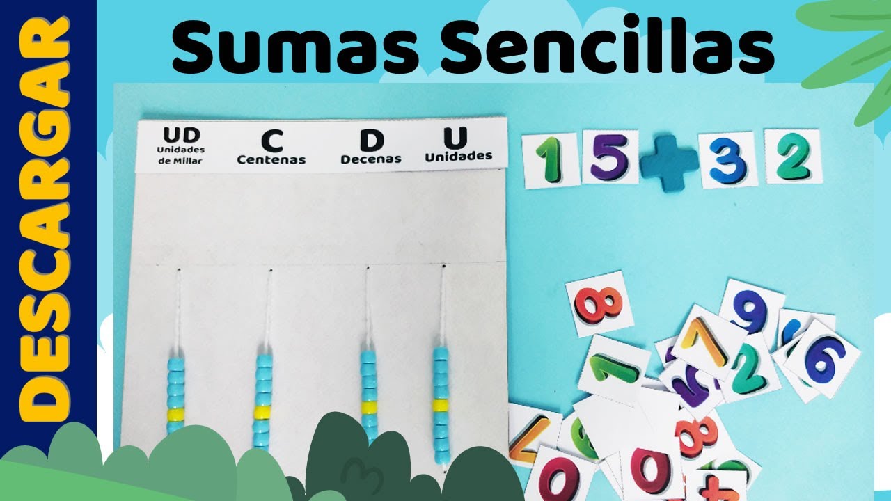 Sumas sencillas con Ábaco para niños de primaria, descarga actividades 