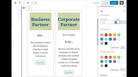 Pricing Table Block plugin for WordPress membership sites