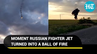 On Cam: Russian SU-35 fighter jet nosedives while raining fire on Ukraine air force unit