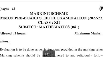 CLASS 12TH MATHEMATICS PRE BOARD SOLUTION-ANSWER  KEY 2022-23 MORNING SHIFT l  PRE QUESTION PAPER