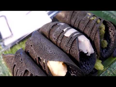 泰国曼谷旅游美食打卡点：黑色迷你可丽饼 -Black Mini Crepe Thai street food