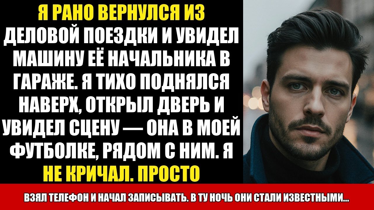 Я РАНО ВЕРНУЛСЯ ИЗ ДЕЛОВОЙ ПОЕЗДКИ И УВИДЕЛ МАШИНУ ЕЁ НАЧАЛЬНИКА В ГАРАЖЕ. Я ТИХО ПОДНЯЛСЯ НАВЕРХ...