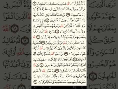 ماهر المعيقلي سورة الزمر مكتوبة صفحة 465 مصحف المدينة المنورة جودة عالية 