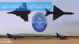 Zagreb Airshow: MiG21 and Dassault Rafale  Demonstracija mlaznjaka MiG i Rafale