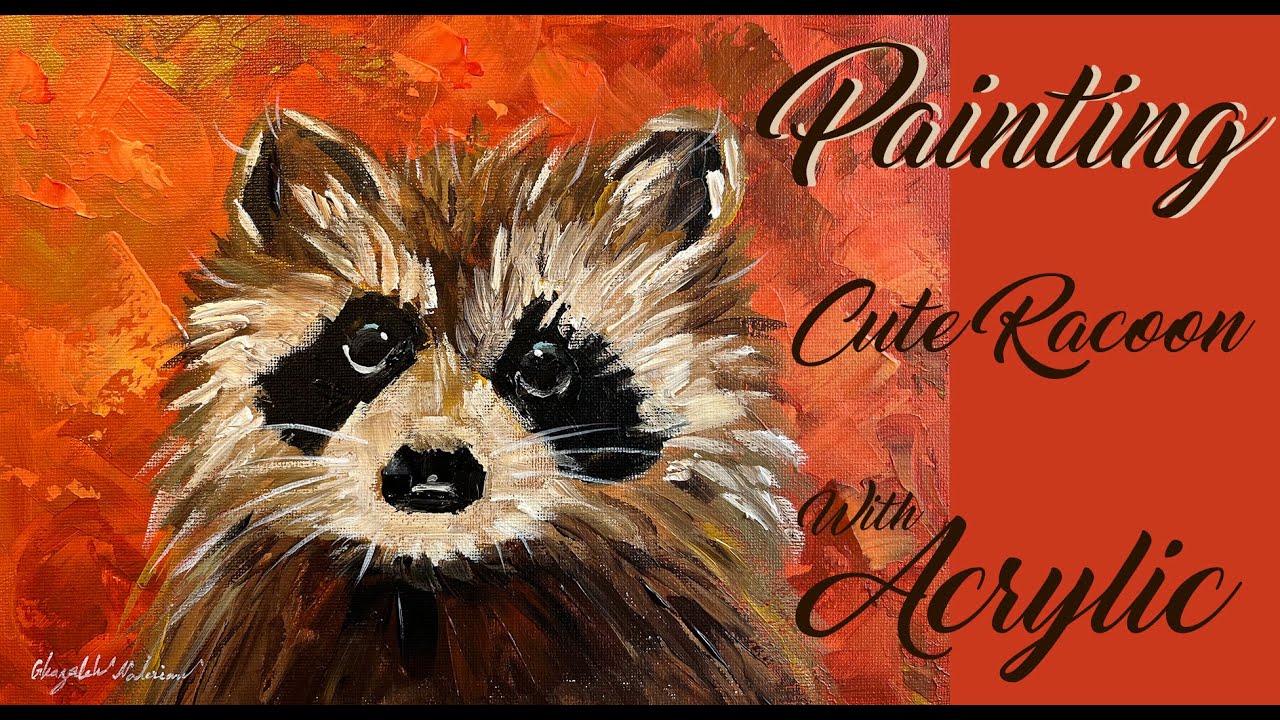 Raccoon Acrylic Painting Indian Raccoon Acrylic Painting 60x60 Cm
