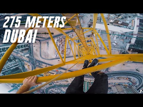 SLIPPERY 275M Crane Climb in Dubai 😵