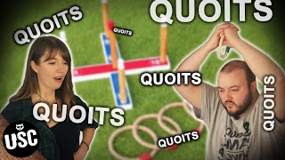 Brad & Nisha compete at QUOITS QUOITS QUOITS | Games and Past Times