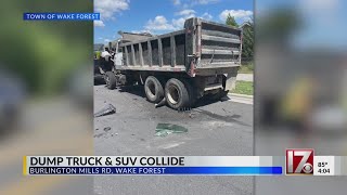 Dump truck and SUV collide in Wake County