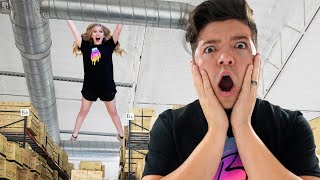 Overnight Survival Challenge in Preston's Warehouse! - 24 Hours