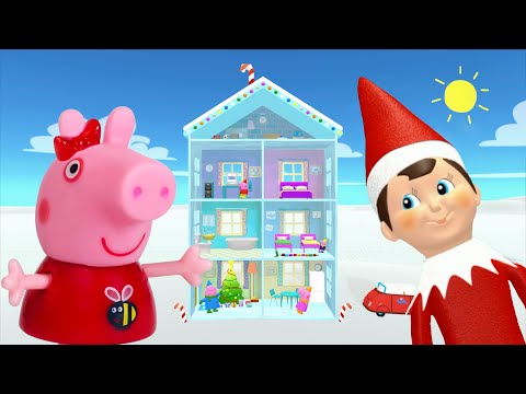 Peppa Pig Game | Elf On The Shelf Hiding in Snow Toys