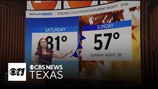 Strong cold front Saturday night will drop temperatures into the 30s in North Texas