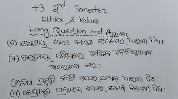 🎯 +3 2nd Semester Ethics & Values||Long Question and Answer||Part-2||Note||#note #ethicsandvalues