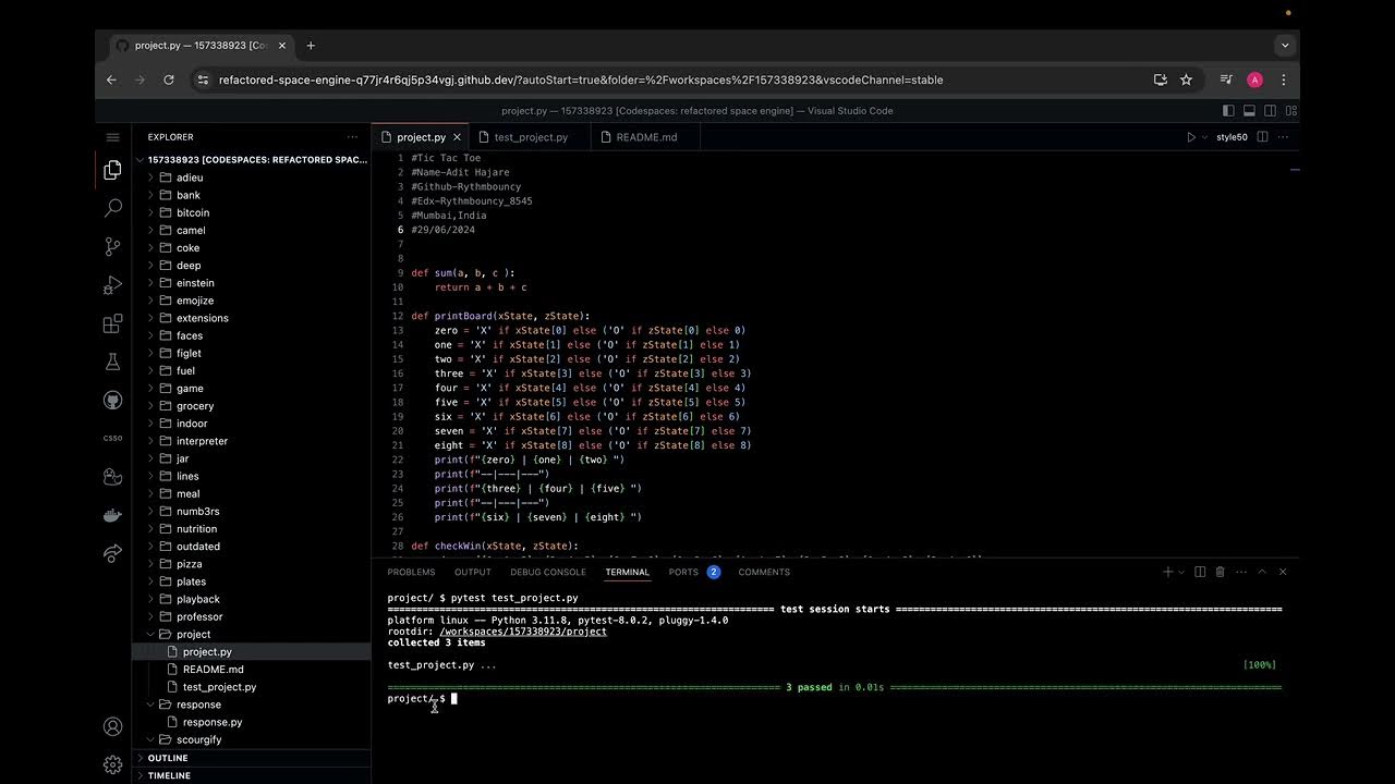 CS50 Final Project Tic Tac Toe Game - YouTube