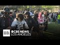 Dozens of propalestinian protesters at usc detained by lapd