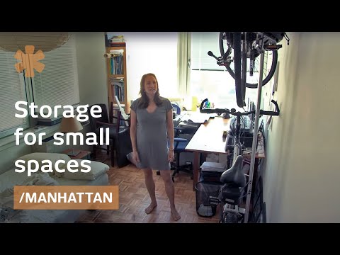 Small spaces furniture: storage bed and indoor bik...