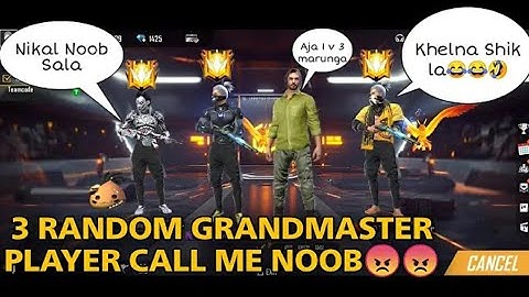 3 Random Grandmaster Player Call Me noob😠 i challenge them 1 v 3 custom room