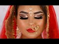 Tutorial de Maquillaje hindú de novia asiático Real  | Dramáticos ojos alados y labial rojo oscuro