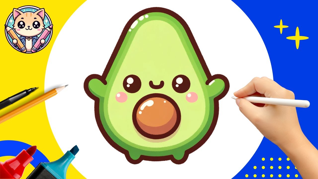 Como Desenhar um ABACATE Fácil Passo a Passo 🥑 Tutorial de Desenho de ...