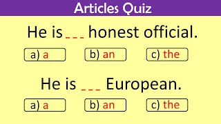 English Articles Quiz – 20 Questions | Part 26 #englishquiz #grammarquiz #englishgrammar