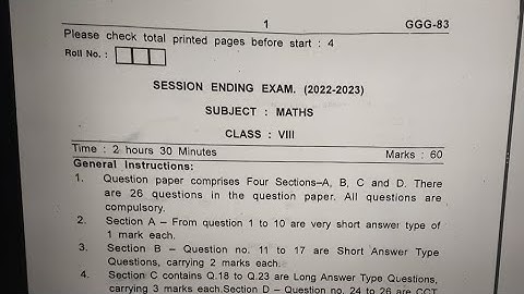 Class-8 MATHS / Annual Exams Question Paper 2023 For Kendriya vidyalaya (KVS) Final Exam
