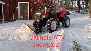 Ultimate (#3) version of the power angled ATV snow plow, IT WORKS!!!