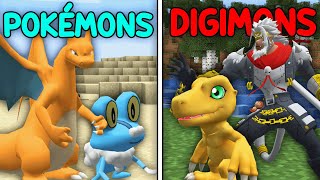Testei Pokémons VS Digimons no Minecraft Pixelmon!