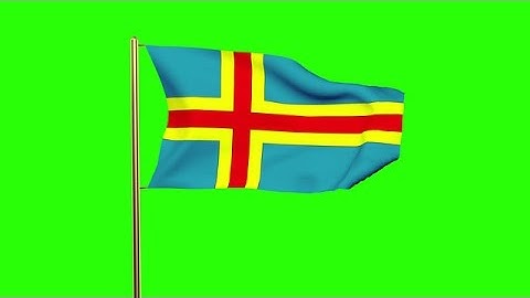Aland Islands Flag Waving In The Wind. Green Screen, Alpha Matte. Loopable Anima Stock Animation