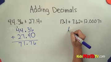 Addition of decimals video tutorial for 5th, 6th, 7th grades