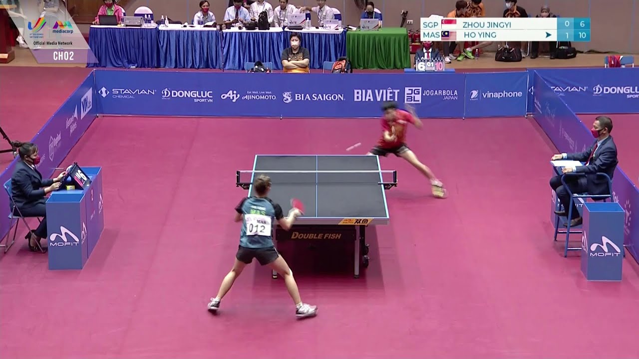 Singapore paddler Zhou Jingyis best plays vs Malaysias Ho Ying Table Tennis SEA Games 2021