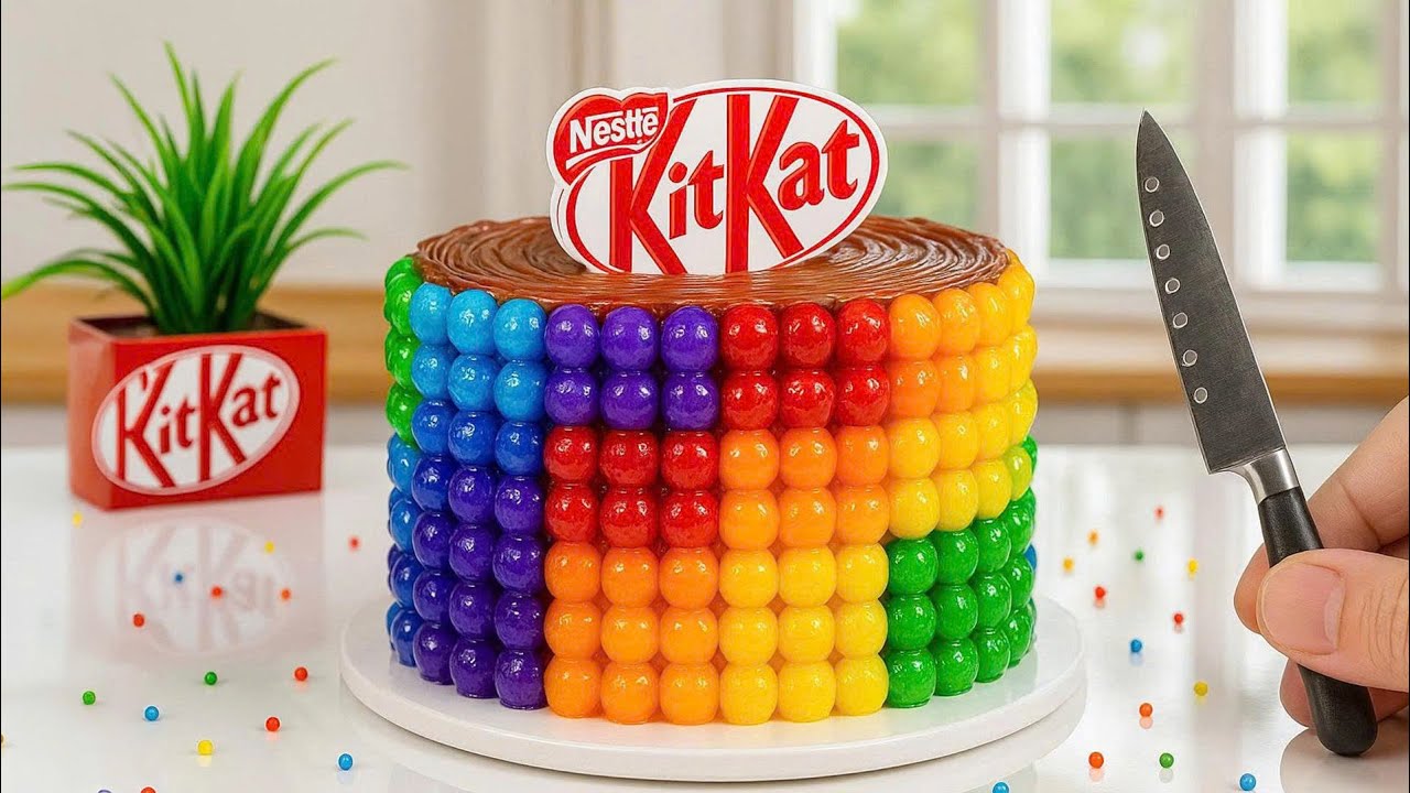 Rainbow KITKAT Chocolate Cake Recipe 🌈 Amazing Mini Rainbow Buttercream ...
