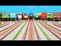 9 Trains Crossing On Bumpy Forked & Branched Tracks | Indian Railways | Train Simulator 2025