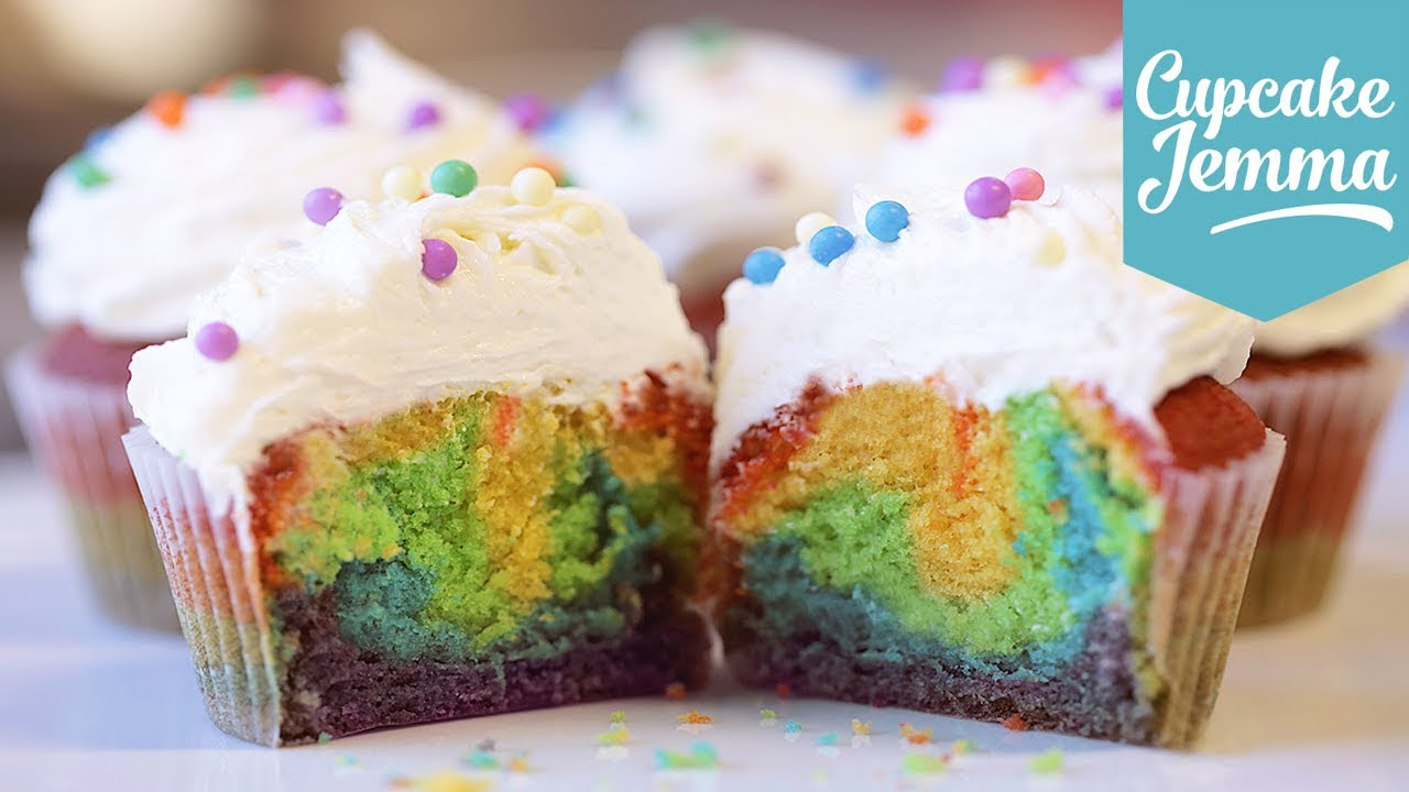 How to make Rainbow Cupcakes  Cupcake Jemma