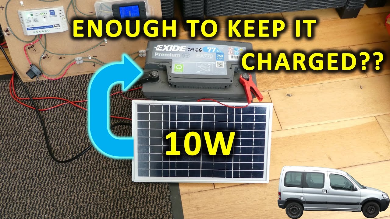 solar panel car battery trickle charge setup