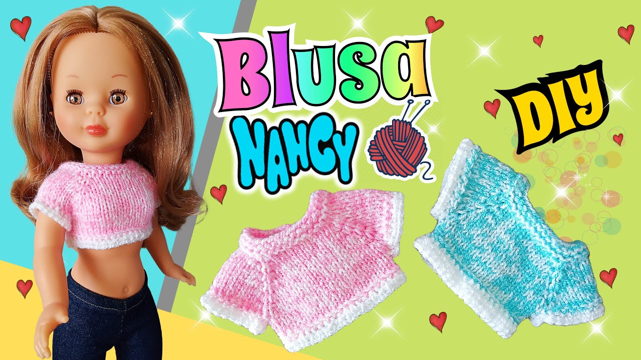 Blusa tejida con crochet y dos agujas para Muñecas Nancy