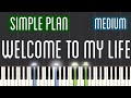 Simple Plan - Welcome To My Life Piano Tutorial | Medium