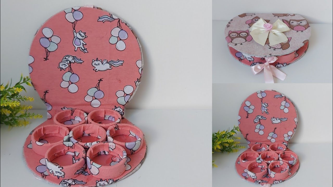 Porta joias com rolos de papelão | Faça você mesmo