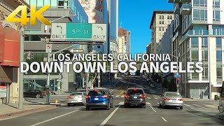 [4K] LOS ANGELES - Driving Downtown Los Angeles DTLA, Olive Street, Hope - Flower Street, California